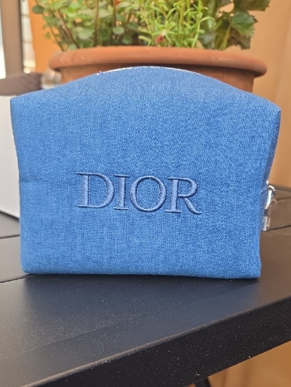 Dior Denim Embroidered Toiletry Pouch - Blue - Picture 2 of 8